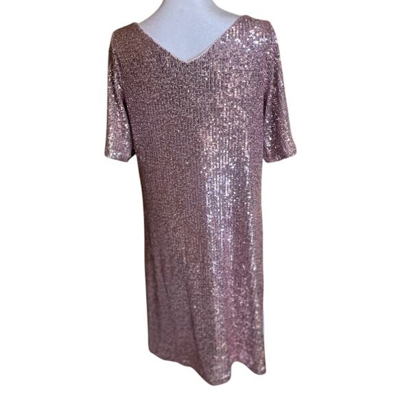 Ann Taylor Pink Sequin V-Neck Shift Dress‎ - Size 4 - NWT - Picture 5 of 7